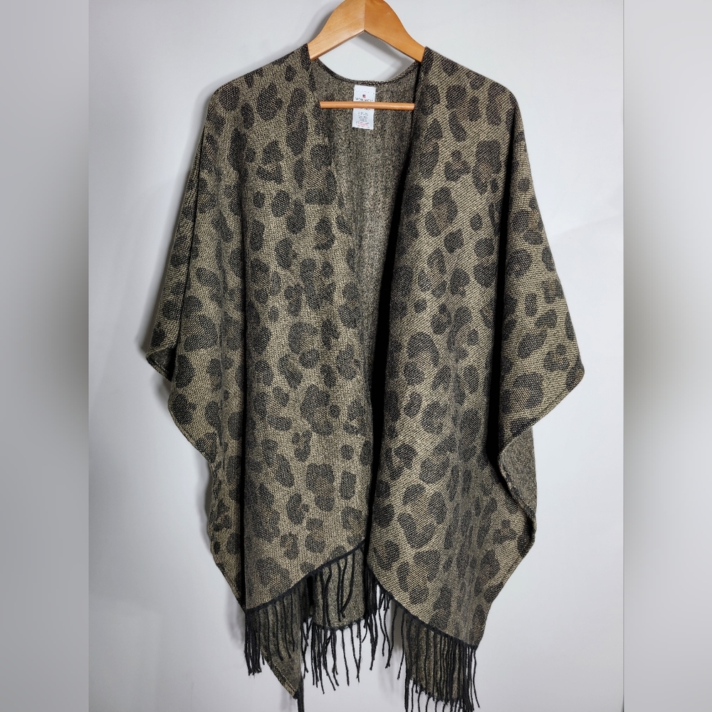 Woolrich Leopard Print Cape With Fringe - image 3